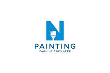 Letter N for paint logo, paint services logo, paint logo vector