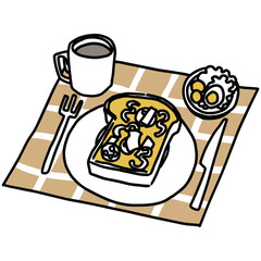 ピザトーストがある食卓