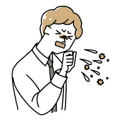 くしゃみや咳でウイルスが飛び散るイラスト