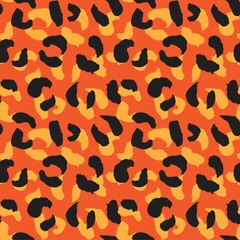 Orange Animal Leopard Seamless Pattern Background
