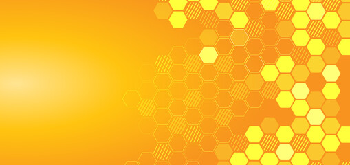 Abstract hexagon lines pattern on yellow background. Medical and science, structure molecule dna concept.