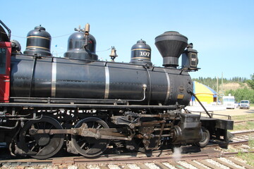 Fototapeta na wymiar Side Of The Locomotive, Fort Edmonton Park, Edmonton, Alberta