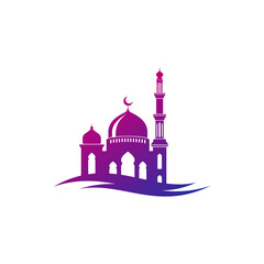 Mosque icon silhouette logo vector illustration design template