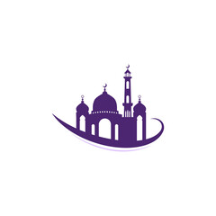 Mosque icon silhouette logo vector illustration design template