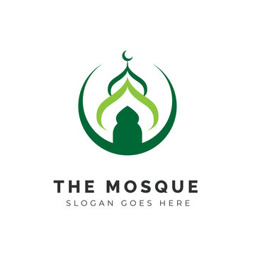 Mosque icon silhouette logo vector illustration design template