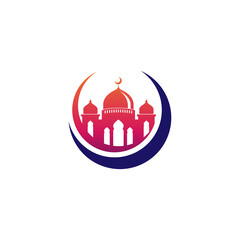 Obraz premium Mosque icon silhouette logo vector illustration design template