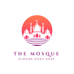 Mosque icon silhouette logo vector illustration design template