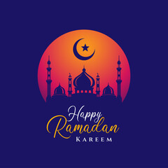 Happy Ramadan mubarak greetings card background design. Islamic background design.
