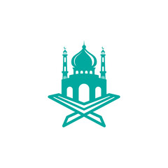 Islamic center icon silhouette logo design template with mosque vector illustration