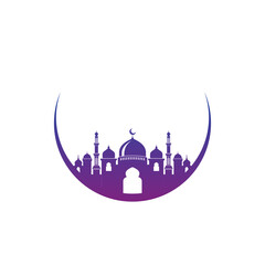 Mosque icon silhouette logo vector illustration design template