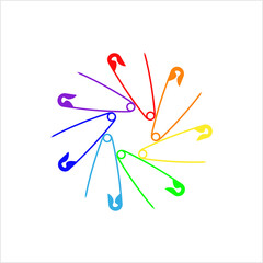 Safety Pin Icon, Pointed Pin With Spring Mechanism