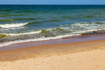 Picturesque surf line and waves