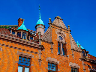 Zelenogradsk, Russia, June 28, 2021. Typical architectural ensemble in the area of ​​historical...