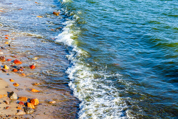 Picturesque surf line and waves