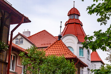 Zelenogradsk, Russia, June 28, 2021. Typical architectural ensemble in the area of ​​historical...