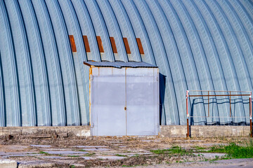 Metal doors for the entrance to the hangar.