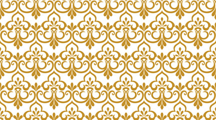 Abstract floral seamless pattern. Gold and white ornament. Graphic modern pattern. Vector background.