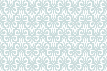 Flower ornament geometric pattern. Gray and white Seamless vector background.