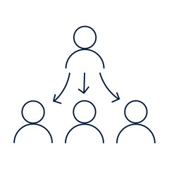 Manager With Employees Thin Line Icon- stock illustration. An icon of a manager with his employees. 
