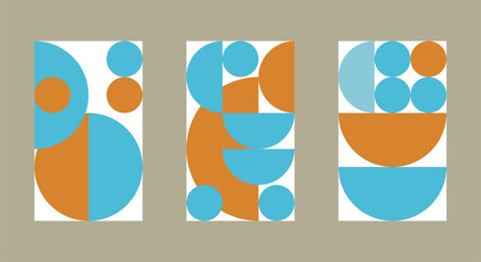 Set of patterns in Bauhaus style for interior posters. Swiss style background