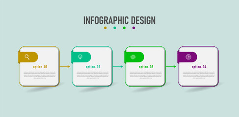 Vector timeline infographic design with circle for business template. Vector 4 steps.