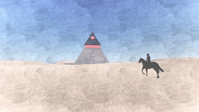 Red Pyramid At Desert