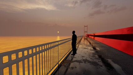man at edge of  bridge
