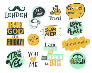  set of vector stickers with different phrases - 443180566