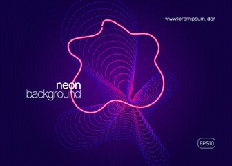 Neon dj party flyer. Electro dance music. Techno trance. Electronic sound event. Club fest poster.