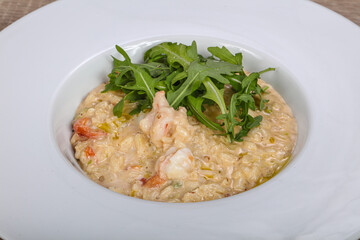 Italian risotto with prawn and rucola