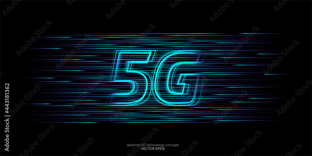 Aufkleber vector 5g hight speed network technology concept by blue light lines speed motion pattern isolated o