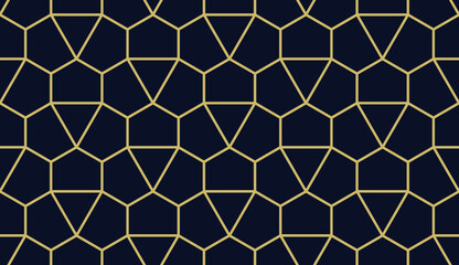 Abstract seamless pattern. with Stripes, lines. Geometric vector background. Gold and blue-black texture. Graphic modern pattern.