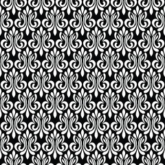 Damask floral design element. Black and white. Graphic ornament royal wallpaper vector background.