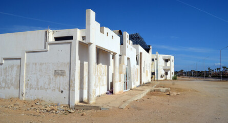 Empty streets and abandoned houses. Sharm El Sheikh, Egypt