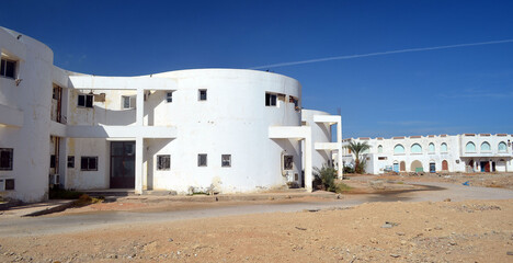 Fototapeta na wymiar Empty streets and abandoned houses. Sharm El Sheikh, Egypt