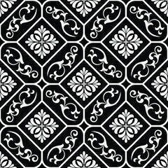 Abstract floral seamless pattern. Black and white. Vector background.