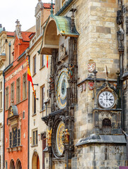 Obraz premium The Prague astronomical clock (Prague orloj) at the Old Town Square in Prague, Czech Republic