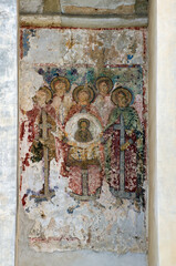 Mural on the external walls of Saint Nicholas church, Brasov, Romania