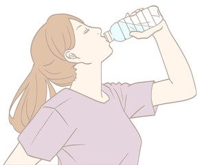 水分補給する女性（パステルカラー）