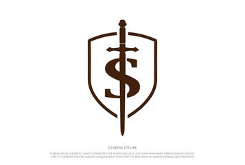 Vintage Retro Hipster Initial Letter S Sword Blade Shield Logo Design Vector