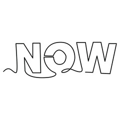 one line continuous drawing now word
