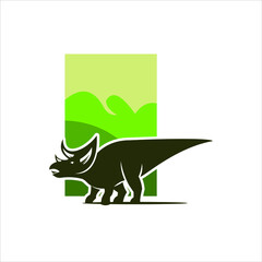 Dinosaur Illustration Art Triceratops Vector Design, Prehistoric Jurassic Animal Graphic Element