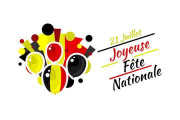 Obraz premium Translate: July 21, Happy National Day. Happy Belgium National Day (Fête Nationale Belge) Vector Illustration. Suitable for greeting card, poster and banner.