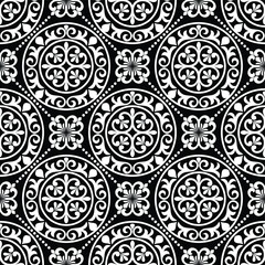 Abstract floral seamless pattern. Black and white ornament. Modern stylish texture. Vector background.
