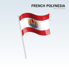 French Polynesiawaving flag isolated on gray background
