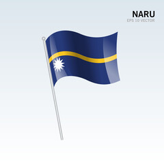Nauru waving flag isolated on gray background