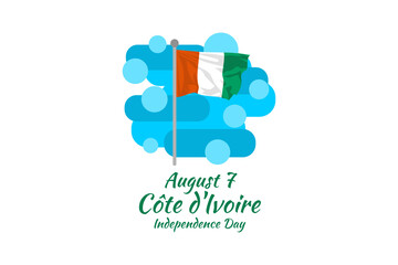 August 7, Independence day of Côte d'Ivoire vector illustration. Suitable for greeting card, poster and banner.