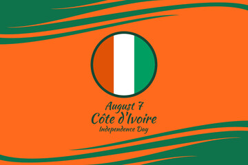 August 7, Independence day of Côte d'Ivoire vector illustration. Suitable for greeting card, poster and banner.