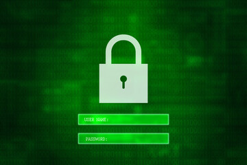 2d illustration Safety concept: Closed Padlock on digital background
