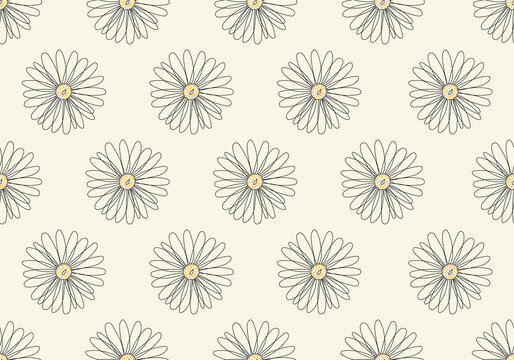 Abstract seamless pattern hand drawn line flower isolated on white background